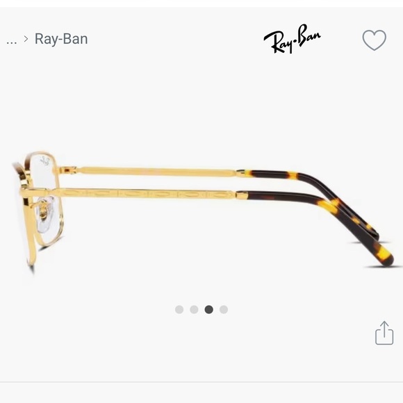 Ray-Ban Gold and Tortoise Rectangular Glasses - Picture 2 of 6